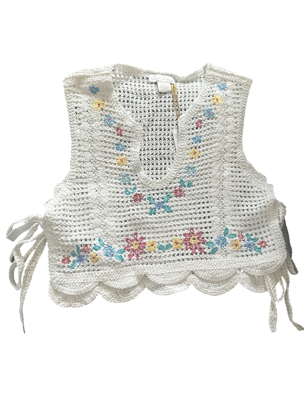 House Of Harlow 1960 Crochet Floral Tie-Side Vest